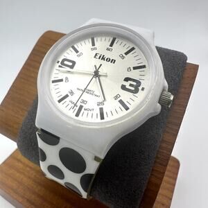 Eikon SWT-214 Quartz Watch White Case Polka Dot Strap